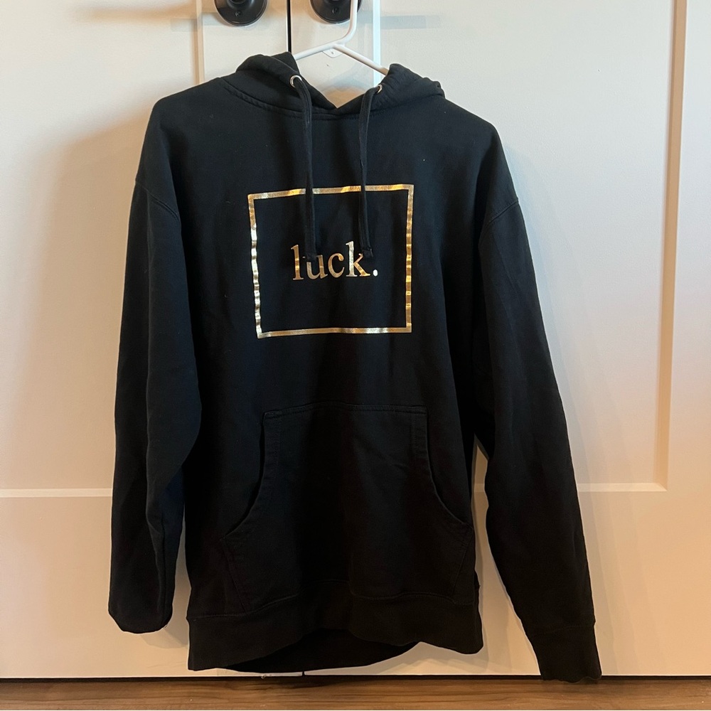 Black Hoodie with Gold Accents